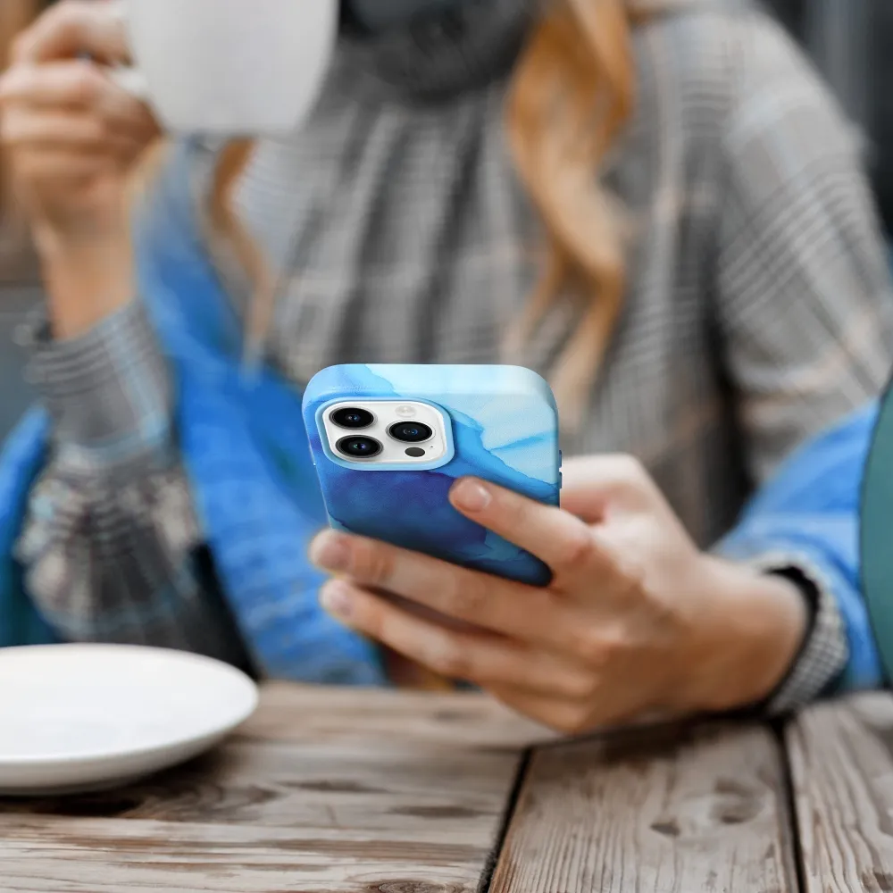 LEATHER MAG COVER case for IPHONE 13 Pro Max blue splash - Image 4