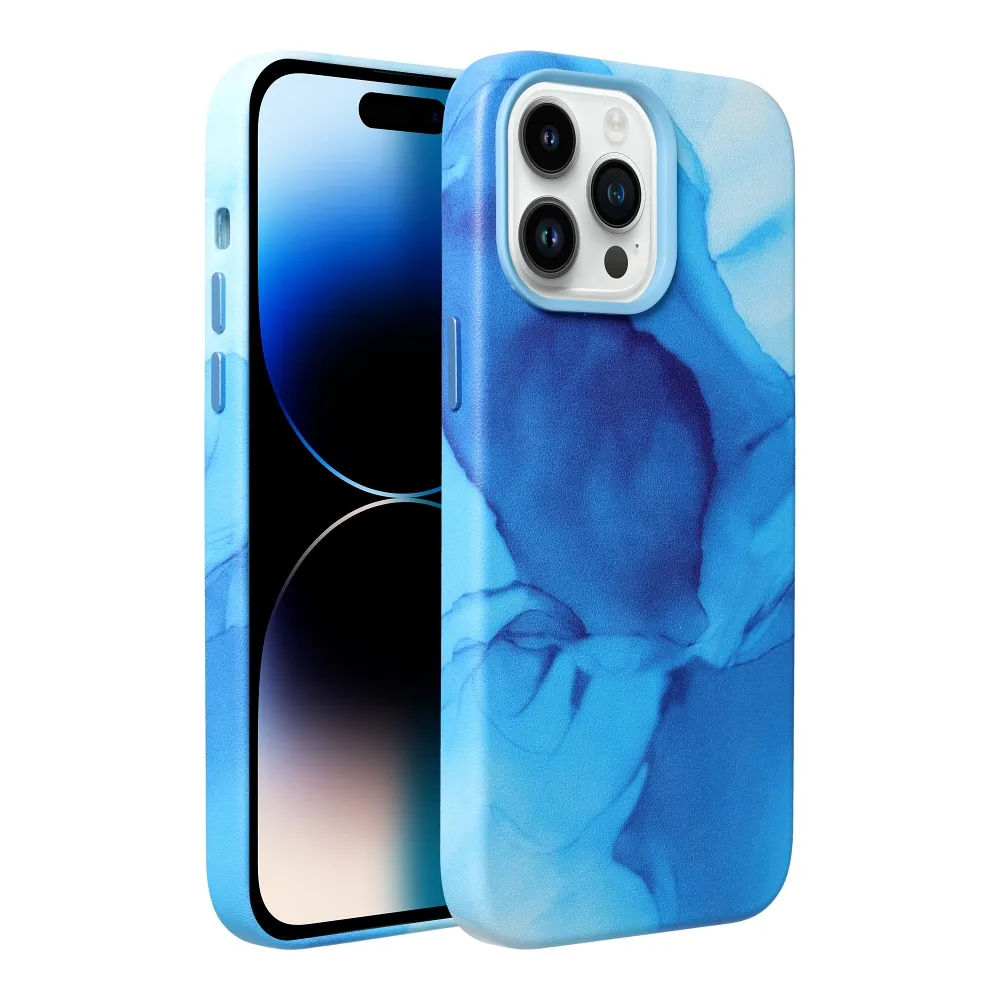 LEATHER MAG COVER case for IPHONE 13 Pro Max blue splash - Image 3