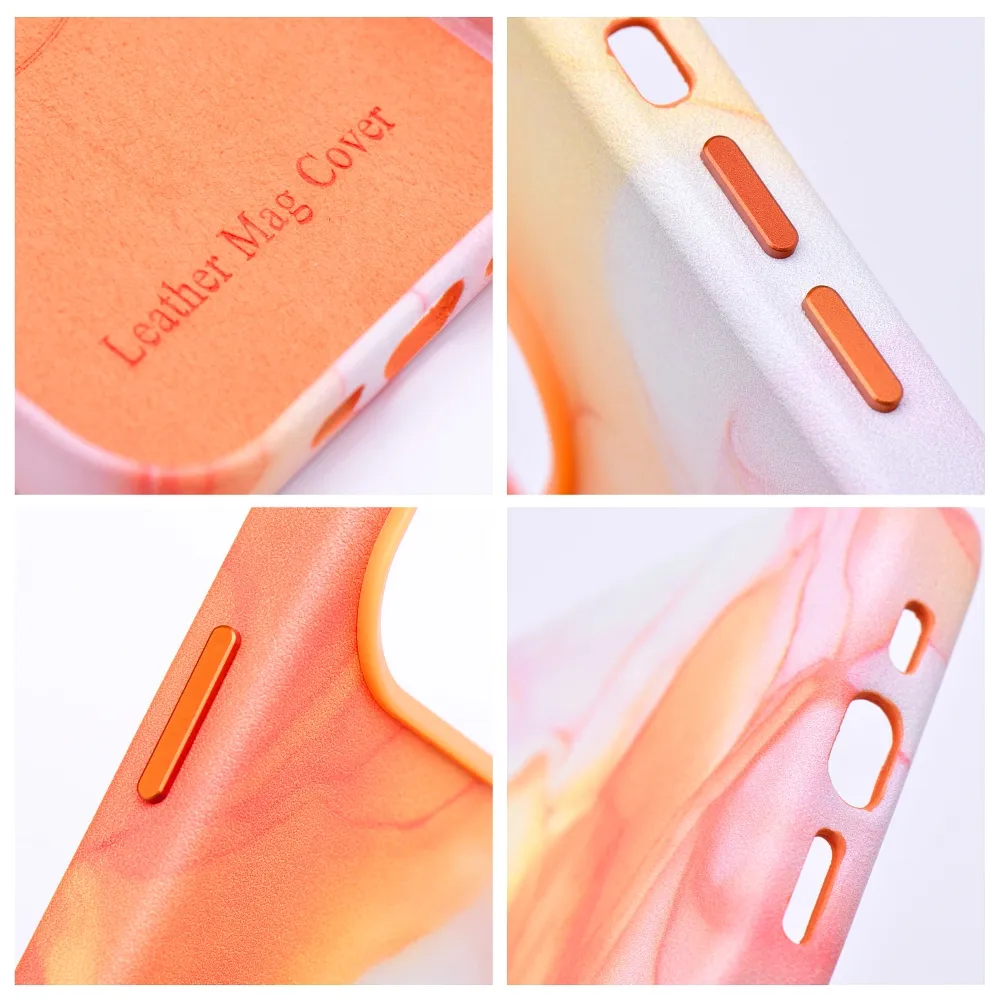 LEATHER MAG COVER case for IPHONE 13 Pro orange splash - Image 8