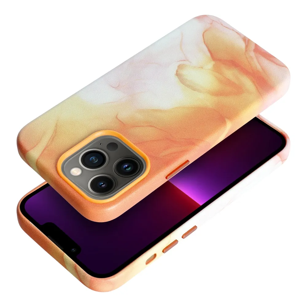 LEATHER MAG COVER case for IPHONE 13 Pro orange splash - Image 2