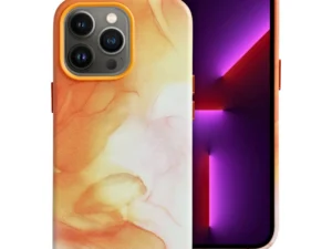 LEATHER MAG COVER case for IPHONE 13 Pro orange splash