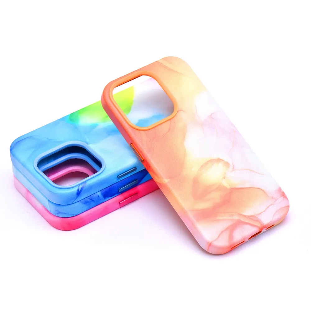 LEATHER MAG COVER case for IPHONE 13 Pro orange splash - Image 9