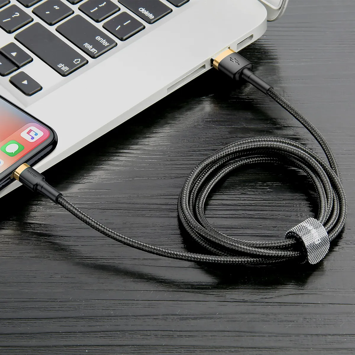 BASEUS cable USB A to Lightning 1,5A Cafule CALKLF-CV1 2 m black gold - Image 4