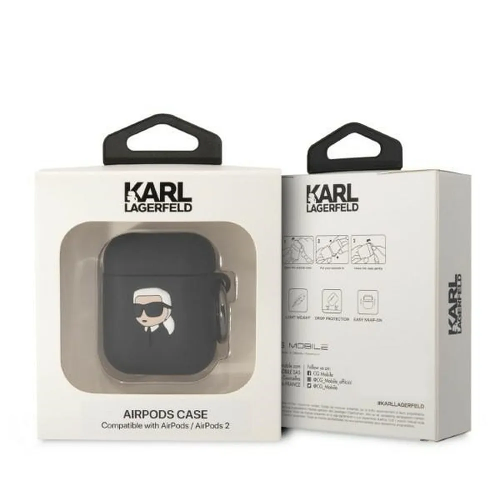 KARL LAGERFELD case for APPLE Airpods 1 / 2 KLA2RUNIKK (3D Sil NFT Karl) black - Image 3