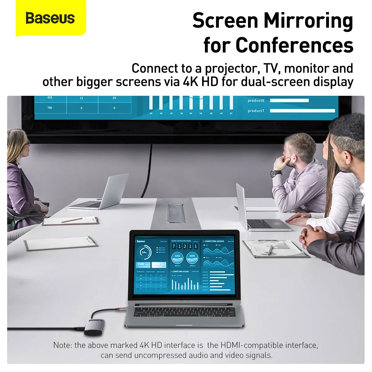 BASEUS adapter HUB 5in1 Type C CAHUB-CX0G 0,15 m gray - Image 13