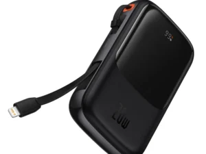 BASEUS powerbank 10 000 mAh with built-in cable Lightning + cable USB A to Type C PD QC3.0 3A 20W PPQD020001 black