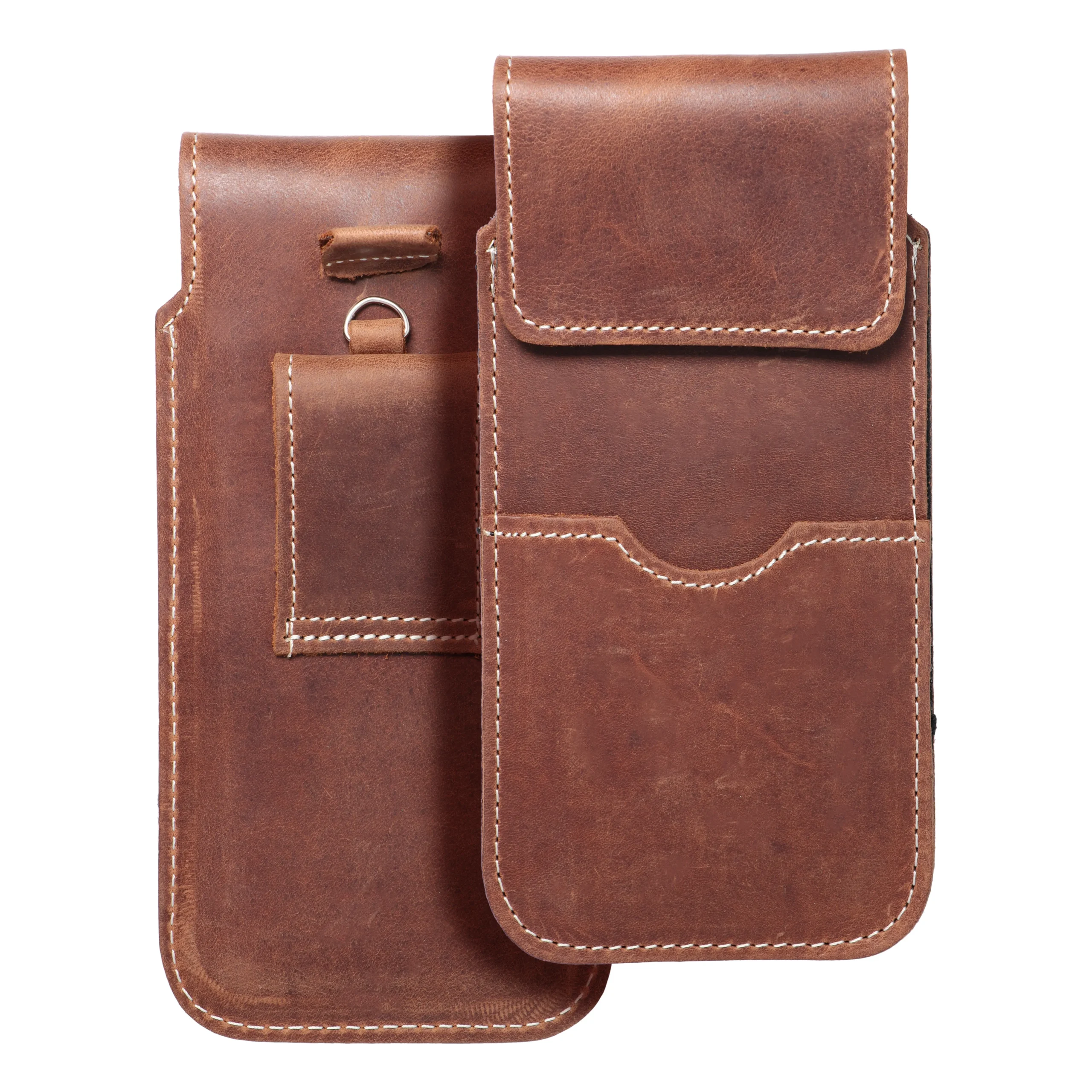 ROYAL Crazy Horse - Leather universal flap pocket / brown - Size 2XL+wide - SAMSUNG A12 / NOTE 9 / XIAOMI REDMI NOTE 10 PRO