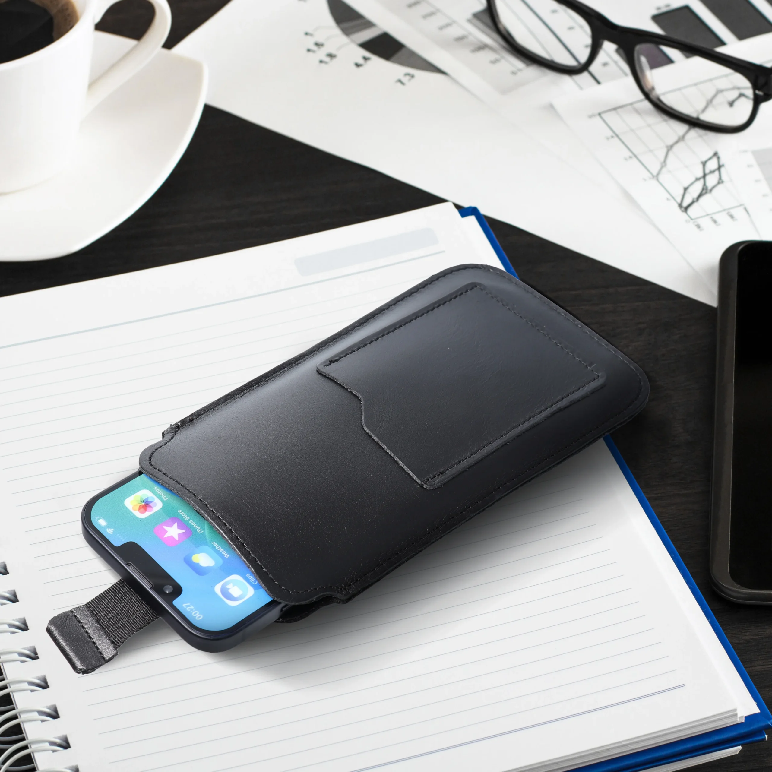 ROYAL - Leather universal blet pocket / black - Size 2XL - IPHONE 6 PLUS / SAMSUNG A52 / XIAOMI REDMI NOTE 10 - Image 5