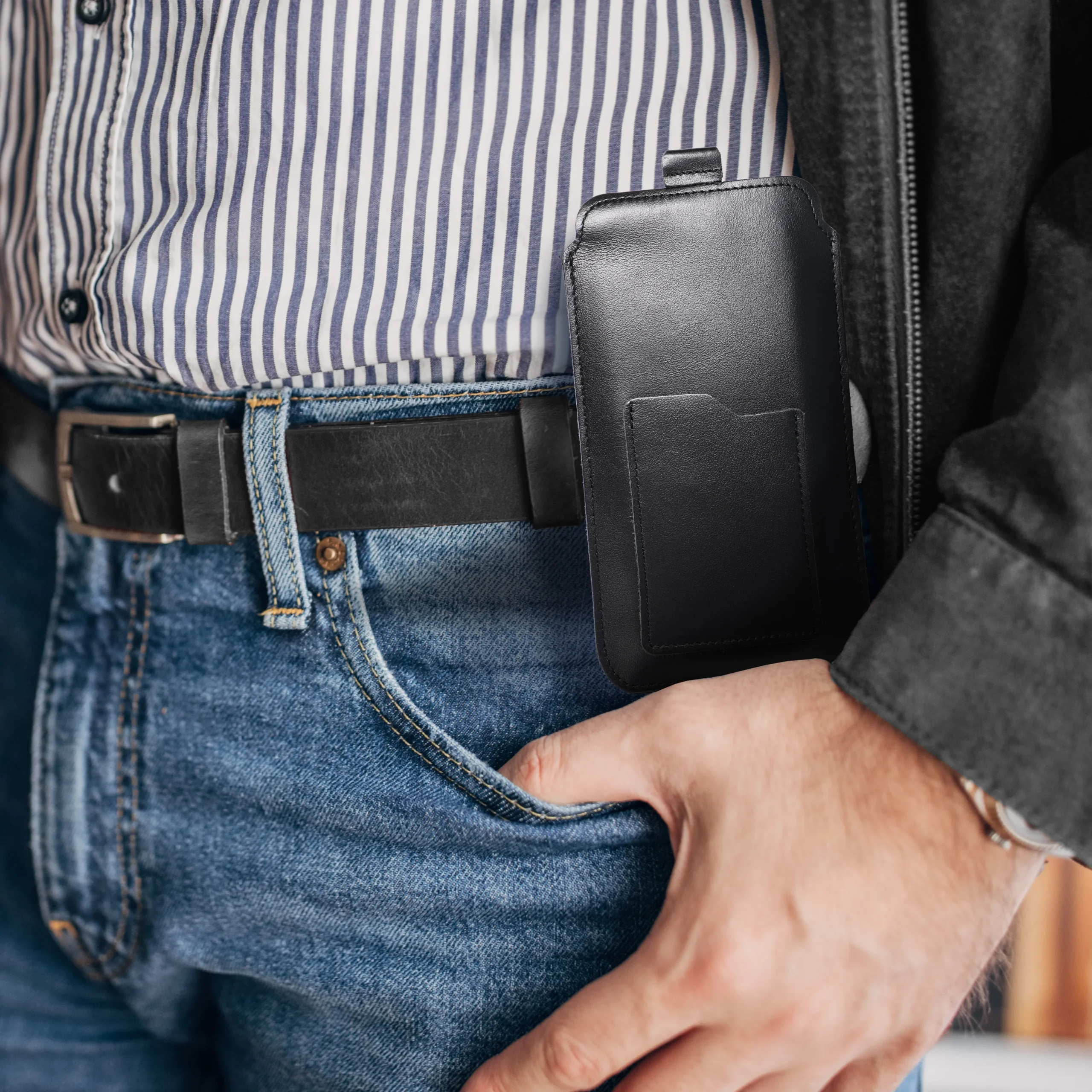 ROYAL - Leather universal blet pocket / black - Size 2XL - IPHONE 6 PLUS / SAMSUNG A52 / XIAOMI REDMI NOTE 10 - Image 4