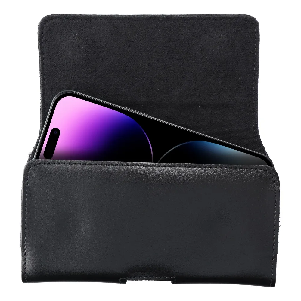 ROYAL universal horizontal leather belt holster size M for IPHONE 12 MINI / 13 MINI / SAMSUNG A40 / S8 / XIAOMI 12 / Redmi 5A black - Image 8