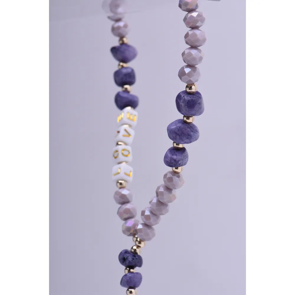 LOVE pendant for the phone / cord length 44cm (22cm in the loop) / on hand - purple - Image 4