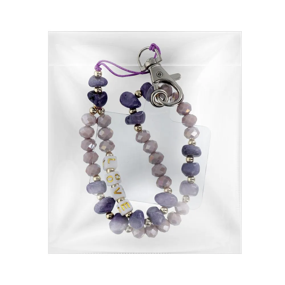 LOVE pendant for the phone / cord length 44cm (22cm in the loop) / on hand - purple - Image 5