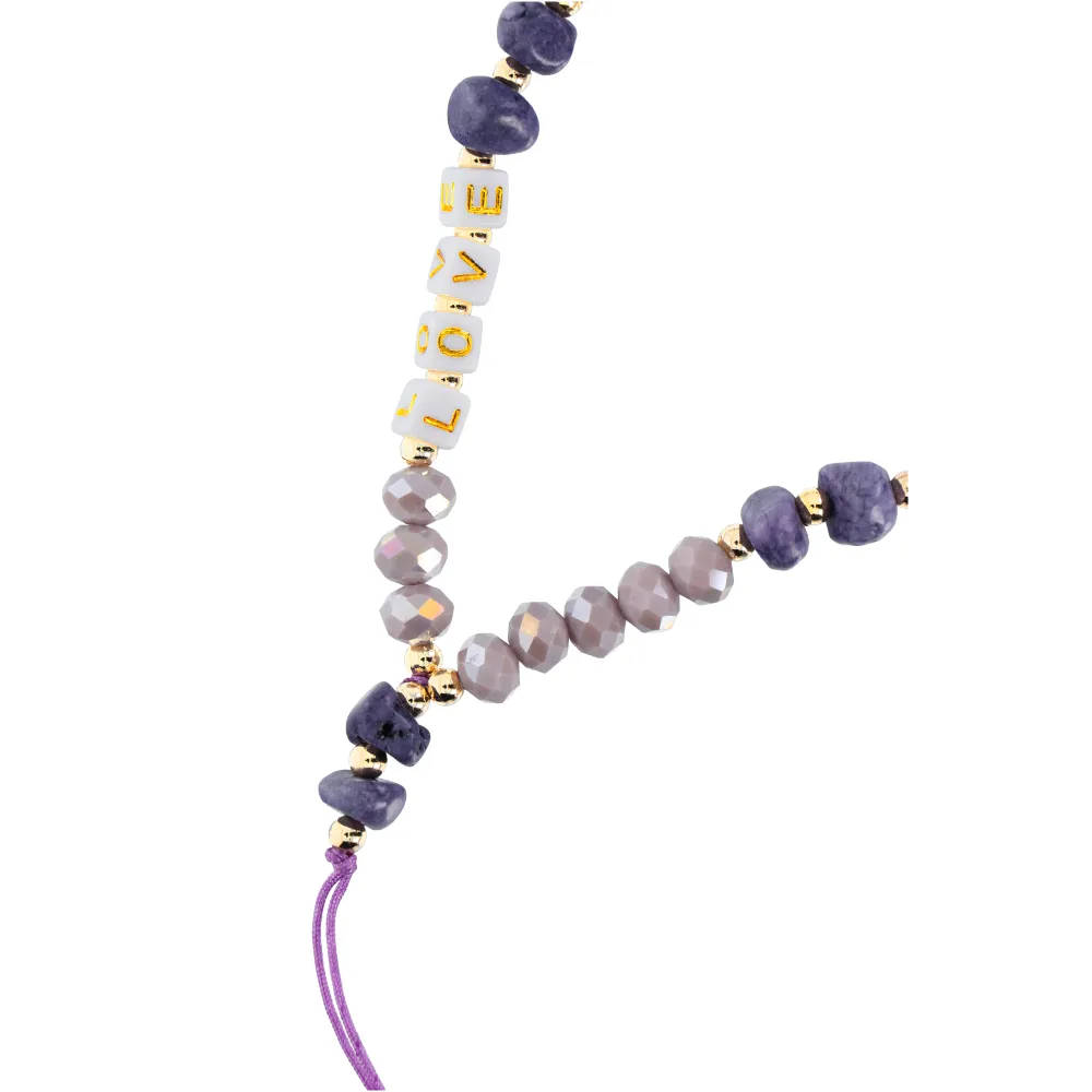LOVE pendant for the phone / cord length 44cm (22cm in the loop) / on hand - purple - Image 2