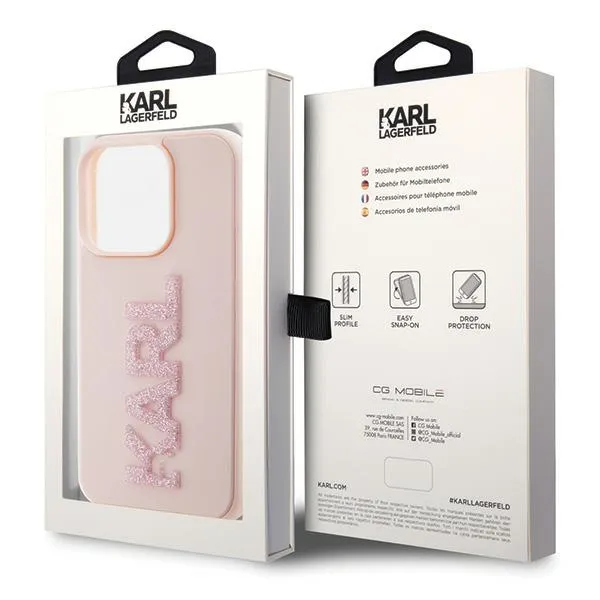 KARL LAGERFELD case for IPHONE 15 Pro KLHCP15L3DMBKCP (3D Logo Glitter) pink - 8. kép