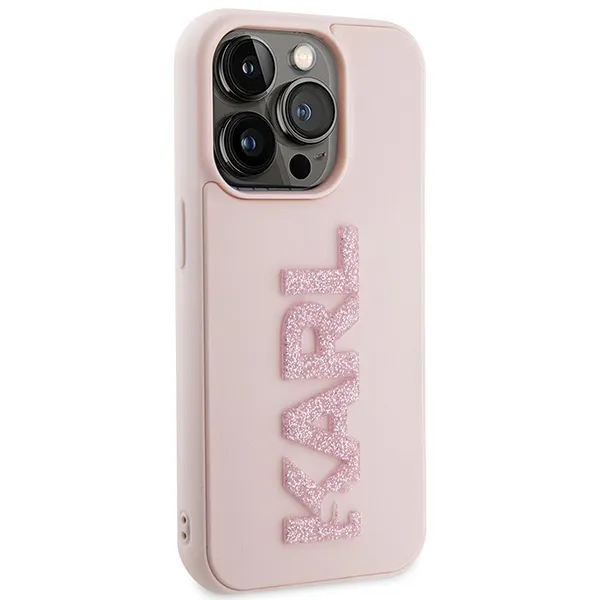 KARL LAGERFELD case for IPHONE 15 Pro KLHCP15L3DMBKCP (3D Logo Glitter) pink - 4. kép