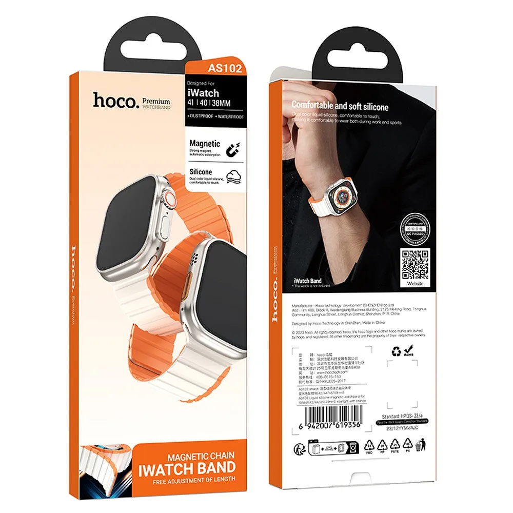 HOCO strap for Apple Watch 38 / 40 / 41 mm AS102 starlight with orange - Image 4
