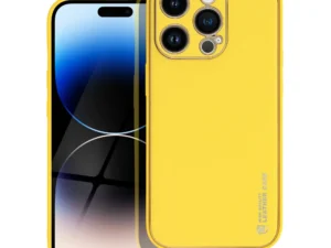 LEATHER case for IPHONE 14 Pro yellow