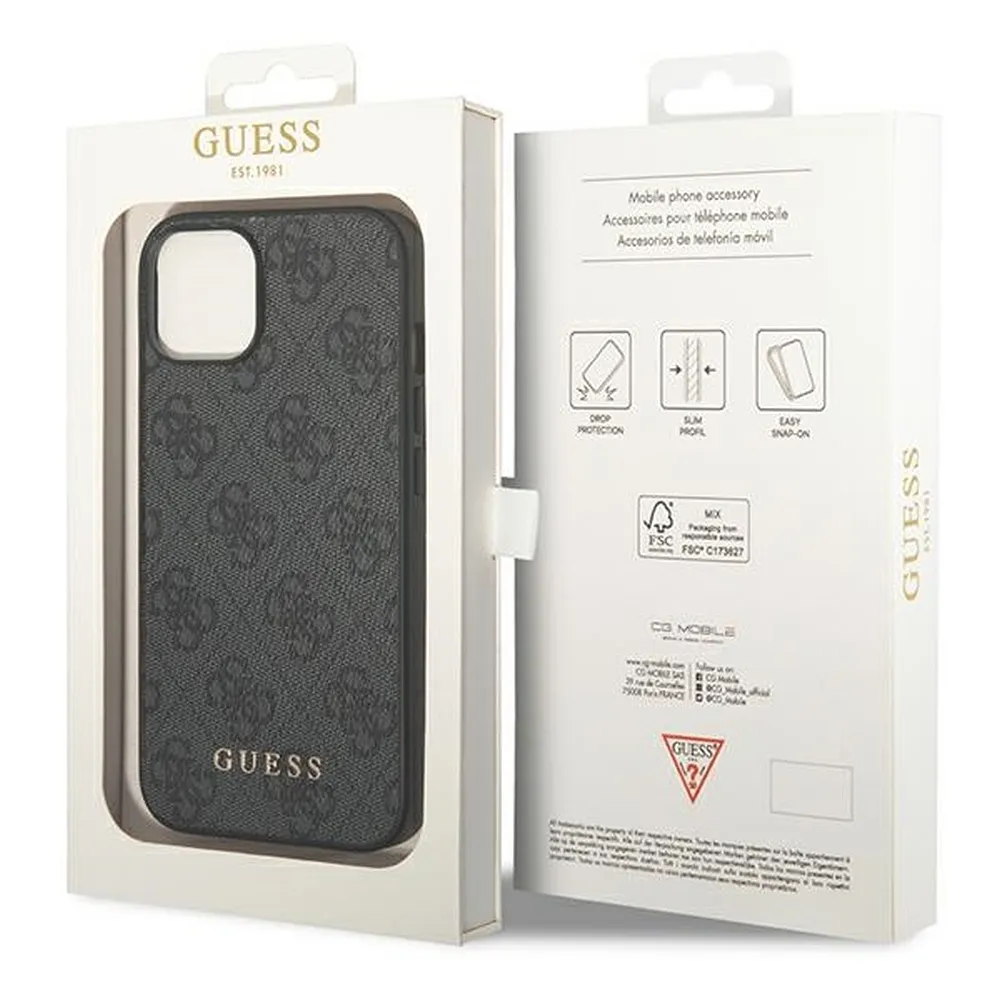GUESS case for IPHONE 14 GUHCP14SG4GFGR (4G Gold Logo) grey - Image 8