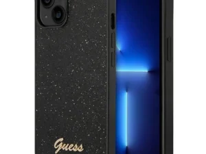 GUESS case for IPHONE 14 Plus GUHCP14MHGGSHK (Glitter Flakes Script Metal Logo) black