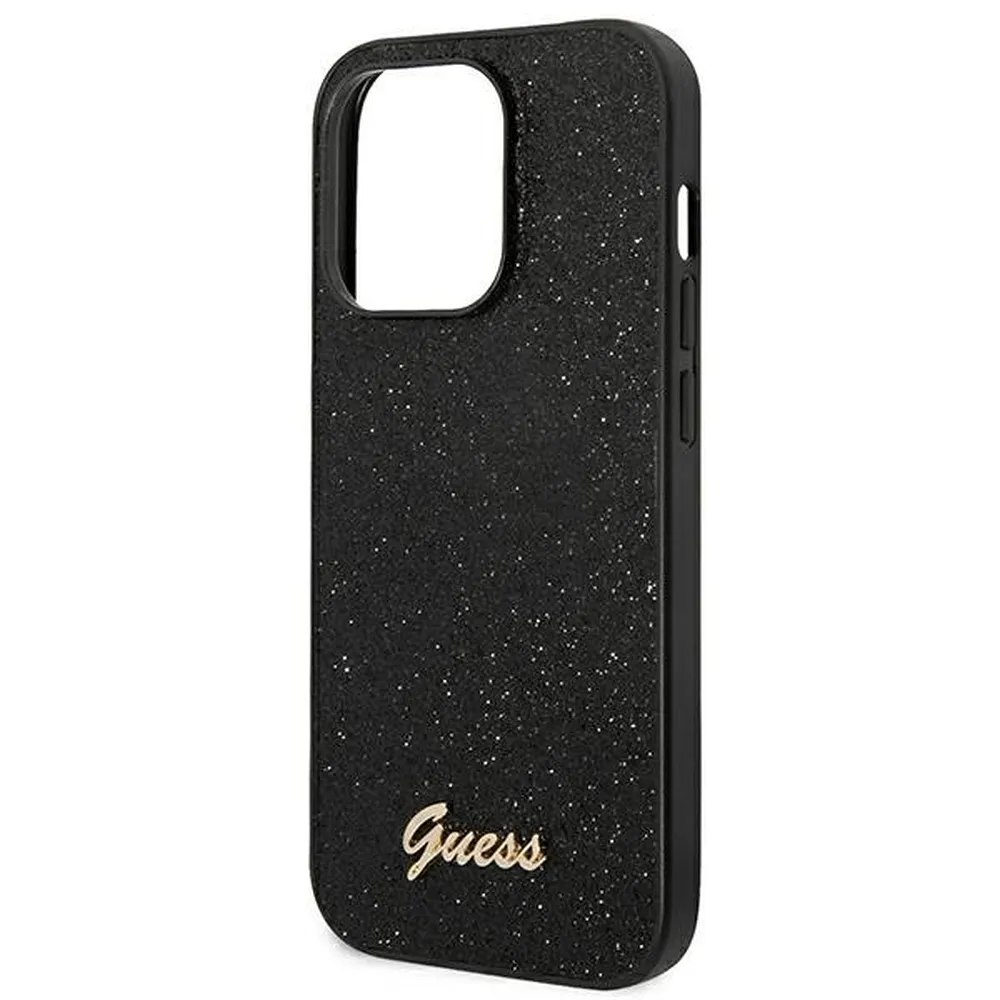 GUESS case for IPHONE 14 Pro GUHCP14LHGGSHK (Glitter Flakes Script Metal Logo) black - Image 6