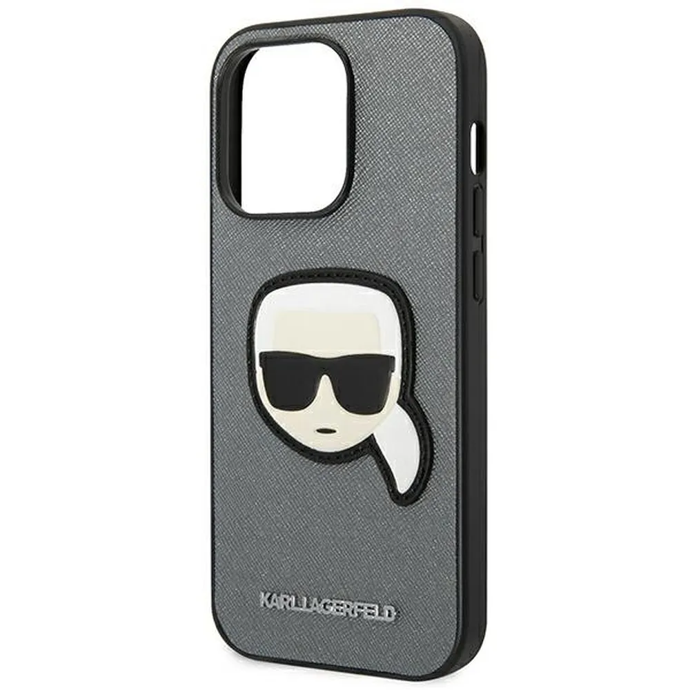 KARL LAGERFELD case for IPHONE 14 Pro KLHCP14LSAPKHG (Saffiano With Karl Head Patch) silver - Image 6