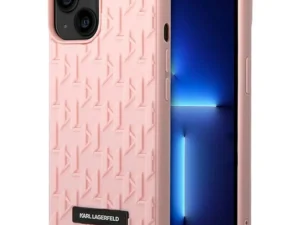 KARL LAGERFELD case for IPHONE 14 Plus KLHCP14MRUPKLPP (3D Rubber Case Monogram Pattern Metal Plate) pink