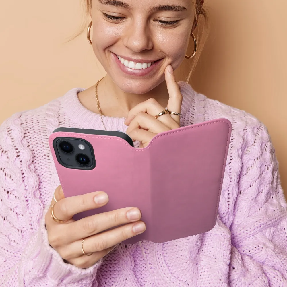 DUAL POCKET Book case for IPHONE 16 Pro Max light pink - Image 5
