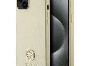 GUESS case for IPHONE 13 / 14 / 15 GUHCP15SPS4DGPD (Leather 4G Metal Logo Strass) gold
