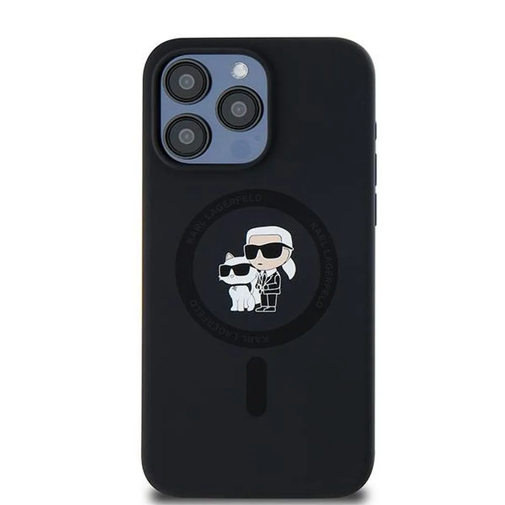 KARL LAGERFELD case for IPHONE 15 Pro Max compatible with MagSafe KLHMP15XSCMKCRHK (Silicone KC Body Ring) black - Image 3