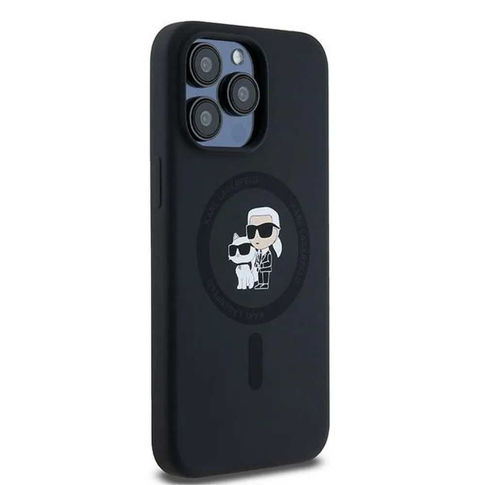 KARL LAGERFELD case for IPHONE 15 Pro Max compatible with MagSafe KLHMP15XSCMKCRHK (Silicone KC Body Ring) black - Image 11