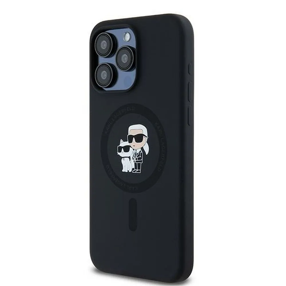 KARL LAGERFELD case for IPHONE 15 Pro Max compatible with MagSafe KLHMP15XSCMKCRHK (Silicone KC Body Ring) black - Image 2