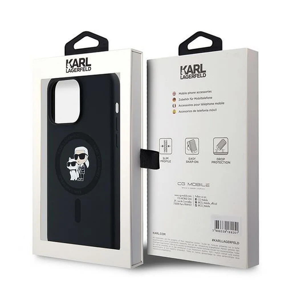 KARL LAGERFELD case for IPHONE 15 Pro Max compatible with MagSafe KLHMP15XSCMKCRHK (Silicone KC Body Ring) black - Image 8