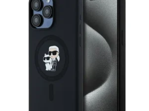 KARL LAGERFELD case for IPHONE 15 Pro Max compatible with MagSafe KLHMP15XSCMKCRHK (Silicone KC Body Ring) black