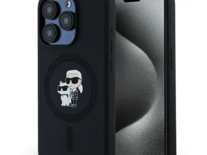 KARL LAGERFELD case for IPHONE 15 Pro compatible with MagSafe KLHMP15LSCMKCRHK (Silicone KC Body Ring) black