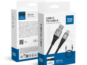 BLUE STAR braided cable 3A 20W USB A to Type C PD QC4.0 TFK-DC-003 1,2 m black