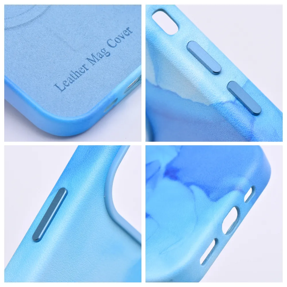 LEATHER MAG COVER case for IPHONE 14 Pro blue splash - Image 9