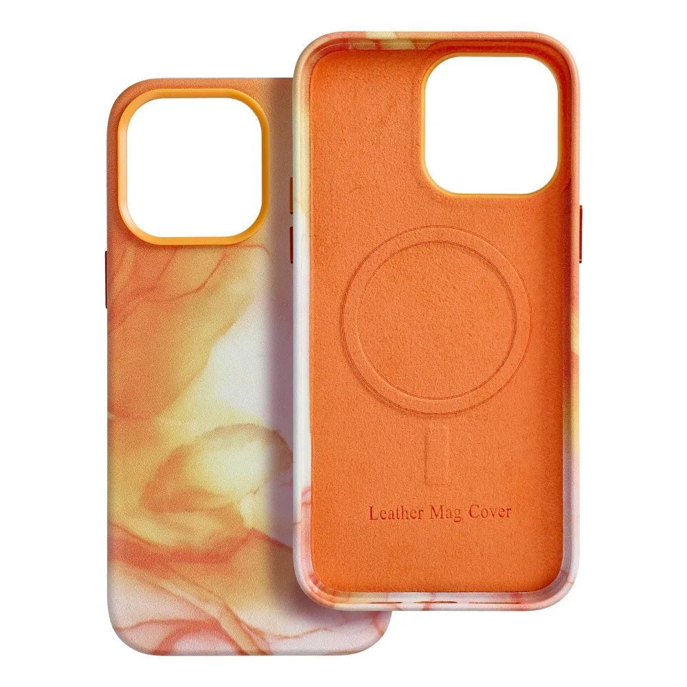 LEATHER MAG COVER case for IPHONE 14 Pro Max orange splash - Image 7