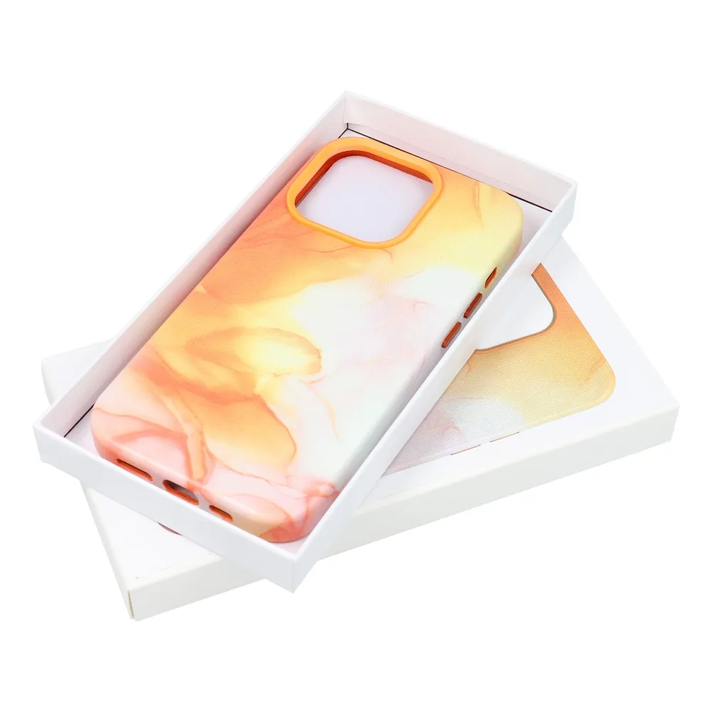 LEATHER MAG COVER case for IPHONE 14 Pro Max orange splash - Image 10