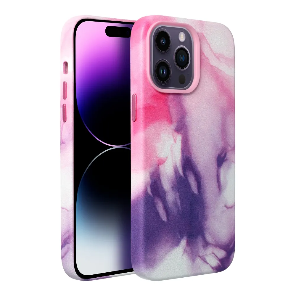 LEATHER MAG COVER case for IPHONE 14 Plus purple splash - Image 3