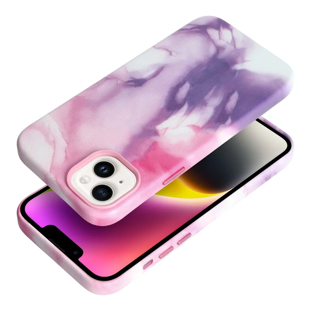 LEATHER MAG COVER case for IPHONE 14 Plus purple splash - Image 2