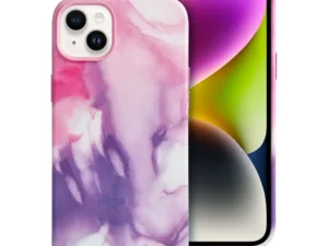 LEATHER MAG COVER case for IPHONE 14 Plus purple splash