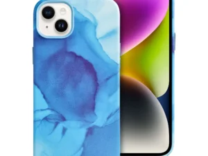 LEATHER MAG COVER case for IPHONE 14 Plus blue splash