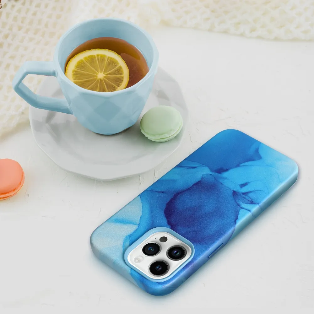 LEATHER MAG COVER case for IPHONE 14 Plus blue splash - Image 6