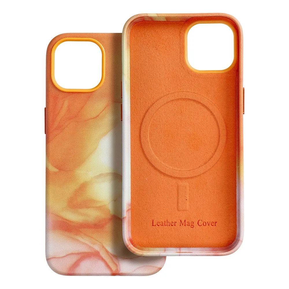 LEATHER MAG COVER case for IPHONE 13 orange splash - Image 7
