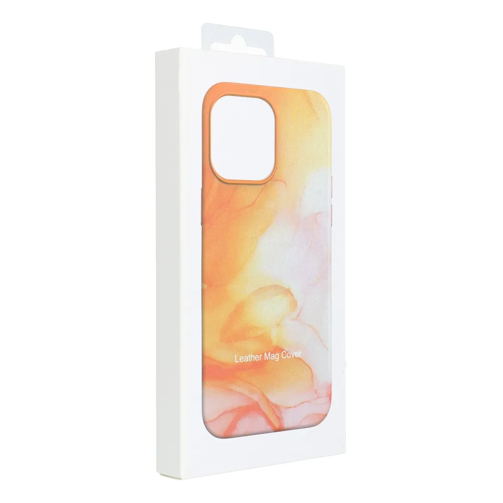 LEATHER MAG COVER case for IPHONE 13 orange splash - Image 11