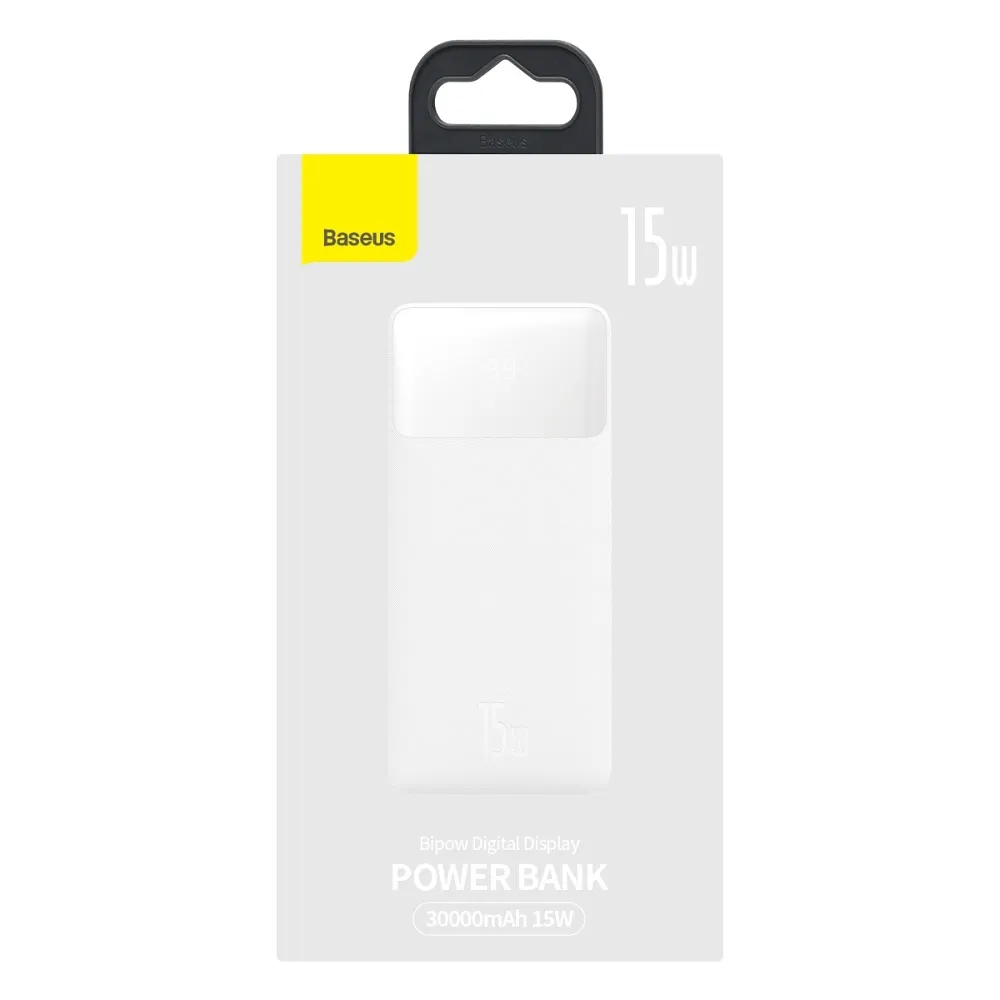 BASEUS powerbank 30 000 mAh + cable USB A do Micro USB PD QC3.0 3A 15W PPBD050202 white - Image 16