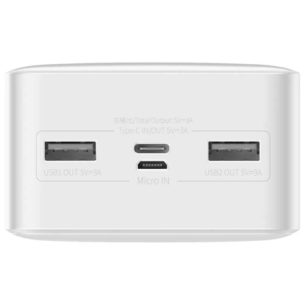 BASEUS powerbank 30 000 mAh + cable USB A do Micro USB PD QC3.0 3A 15W PPBD050202 white - Image 3