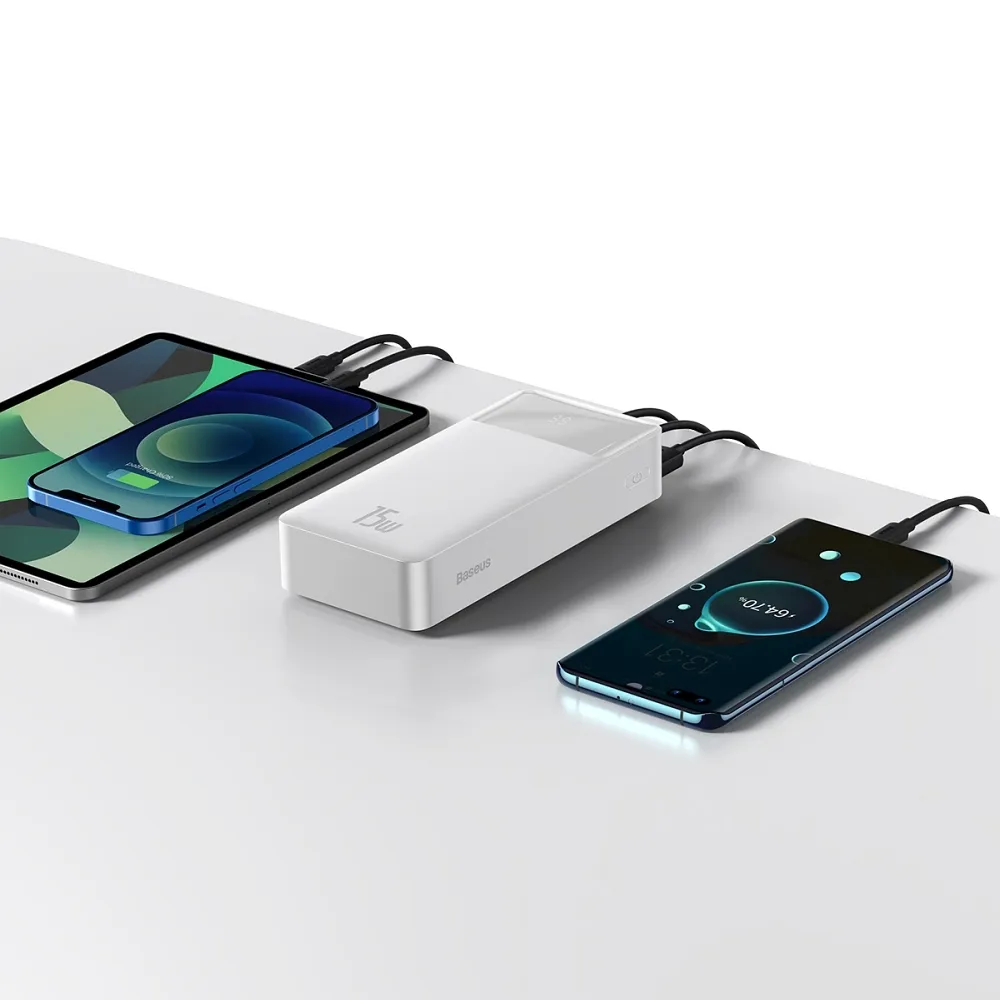 BASEUS powerbank 30 000 mAh + cable USB A do Micro USB PD QC3.0 3A 15W PPBD050202 white - Image 8