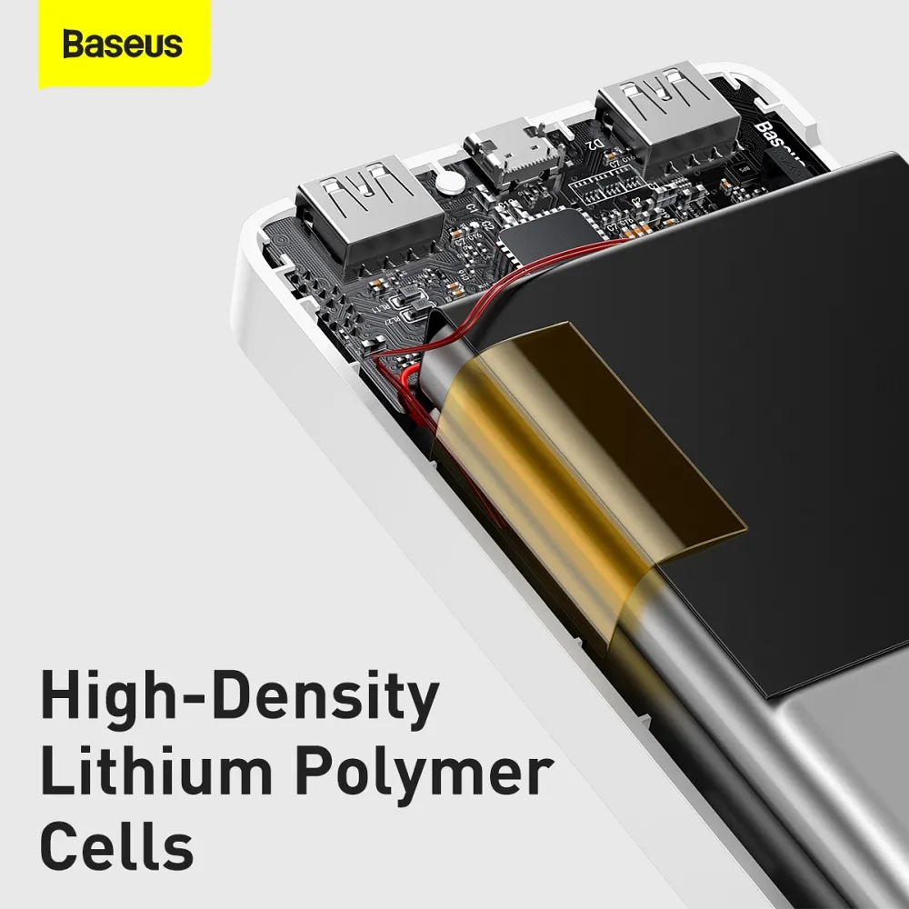 BASEUS powerbank 30 000 mAh + cable USB A do Micro USB PD QC3.0 3A 15W PPBD050202 white - Image 13