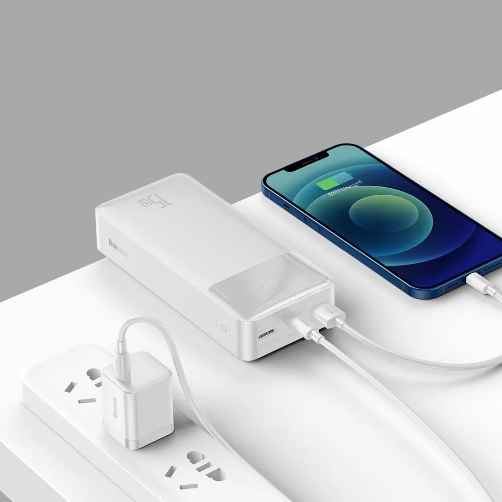BASEUS powerbank 30 000 mAh + cable USB A do Micro USB PD QC3.0 3A 15W PPBD050202 white - Image 6